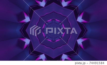 Virtual tunnel with neon illumination 3D illustration Virtual tunnel with neon illumination 3D illustration 74491584