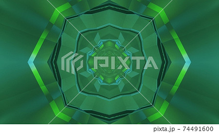 Green ornamental futuristic background 3D illustration 74491600