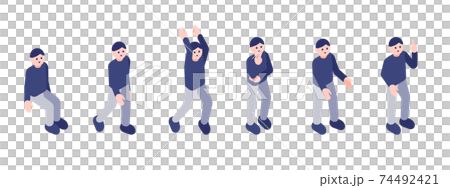 Illustration material: Male set with full body pose Illustration material: Male set with full body pose 74492421
