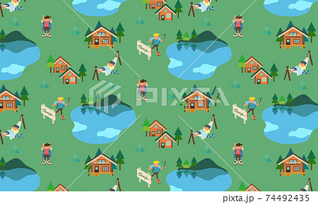 キャンプサイトのパターン背景 キャンプサイトのパターン背景 74492435