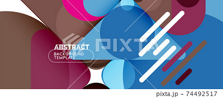Modern geometric round shapes and dynamic lines, abstract background. Vector illustration for placards, brochures, posters and banners Modern geometric round shapes and dynamic lines, abstract background. Vector illustration for placards, brochures, posters and banners 74492517