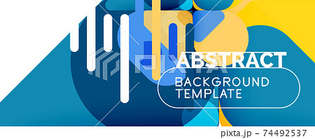Flat geometric round shapes and dynamic lines, abstract background. Vector illustration for placards, brochures, posters and banners Flat geometric round shapes and dynamic lines, abstract background. Vector illustration for placards, brochures, posters and banners 74492537