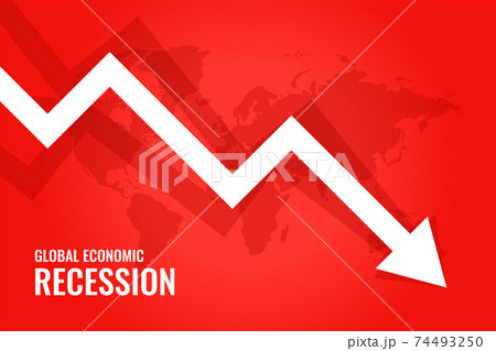 global economic recession downfall arrow red background global economic recession downfall arrow red background 74493250