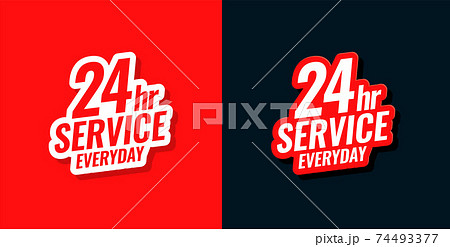 24 hour service everyday concept sticker design 74493377