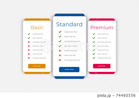 plans and pricing table business web template 74493556
