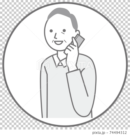 Old man playing a mobile phone Old man playing a mobile phone 74494312