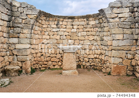 ruins of ancient basilica with a preserved altar 74494348