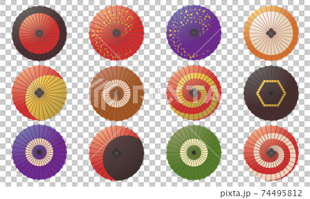 從正上方看的日本傘和禁令傘的矢量圖圖標 從正上方看的日本傘和禁令傘的矢量圖圖標 74495812