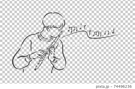 フルートを吹く男性のイラスト素材 [74496236] - PIXTA