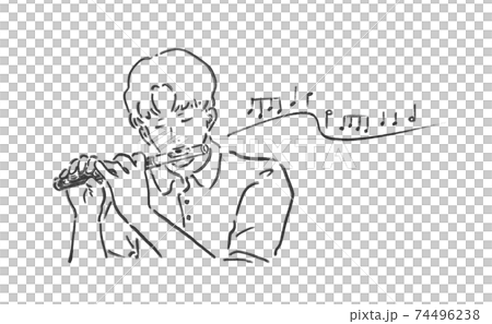 ピッコロを吹く男性 74496238