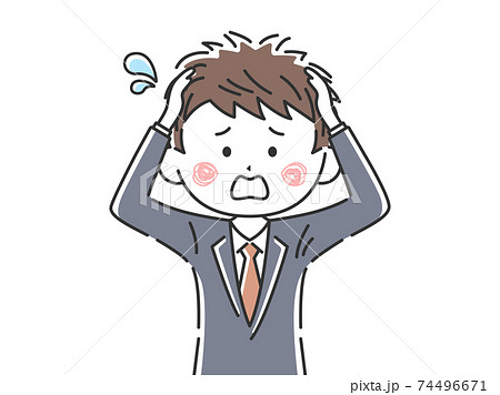頭を抱える日本人ビジネスマンのイラスト 74496671