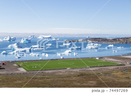 Soccer Field in Qeqertarsuaq, Greenland Soccer Field in Qeqertarsuaq, Greenland 74497269