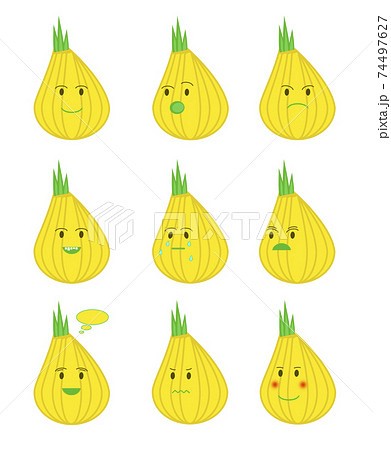 Onion icons, different emotions in cartoon style 74497627