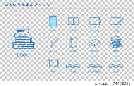いろいろな本のシンプルなアイコンセット、ベクター素材 いろいろな本のシンプルなアイコンセット、ベクター素材 74498221