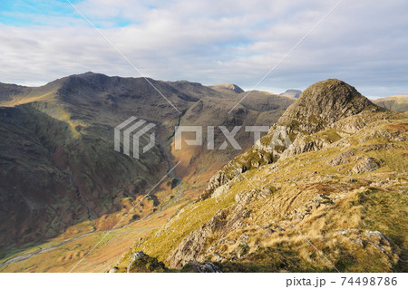 Summit of Pike of Stickle from Loft Crag, Langdale Pikes, Lake District Summit of Pike of Stickle from Loft Crag, Langdale Pikes, Lake District 74498786