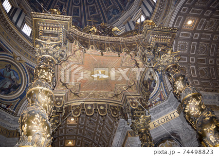 Vatican,Italy-April 04,2014: Bernini's baldacchino, inside Saint Peter's Basilica,   74498823