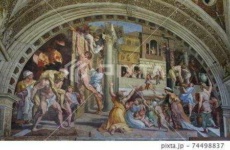 Vatican,Italy-April 04,2014: Ancient frescoes   74498837