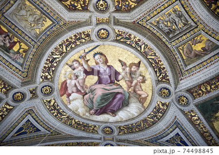 Vatican,Italy-April 04,2014: Ancient frescoes   74498845