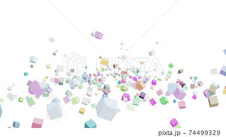 Cgキューブ 多数の転がってくる立方体のイラスト素材