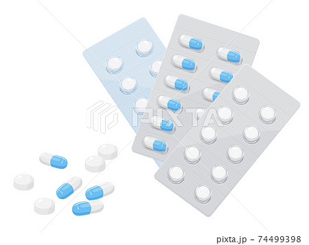 薬のイラスト 錠剤とカプセルのイラスト素材