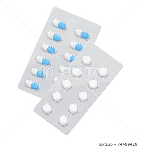 薬のイラスト 錠剤とカプセルのシートのイラスト素材
