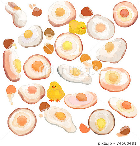 水彩画風イラスト 卵とヒヨコ のイラスト素材