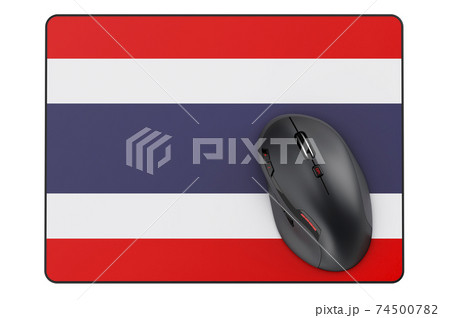 Computer mouse and mouse pad with Thai flag, 3D rendering 74500782