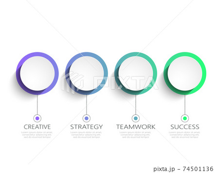 Modern 3D infographic template with 4 steps for success. Business circle template with options for brochure, diagram, workflow, timeline, web design. Vector EPS 10 74501136