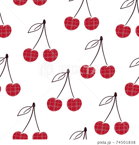 Seamless vector pattern with stylish ripe cherry, berry. Hand drawn illustration can use for fabric, wallpaper, package Seamless vector pattern with stylish ripe cherry, berry. Hand drawn illustration can use for fabric, wallpaper, package 74501838