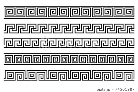 Greek roman pattern border decorative ornament. Ancient greek meander vector design wave 74501887