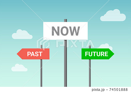 Future past present board icon. Now pas and future way destiny sign 74501888