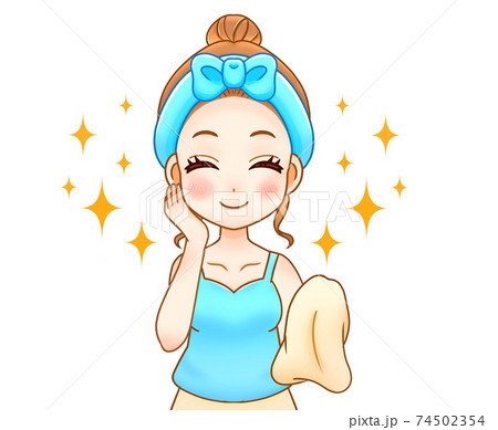 笑顔のヘアバンドをつけた女性 デフォルメのイラスト素材