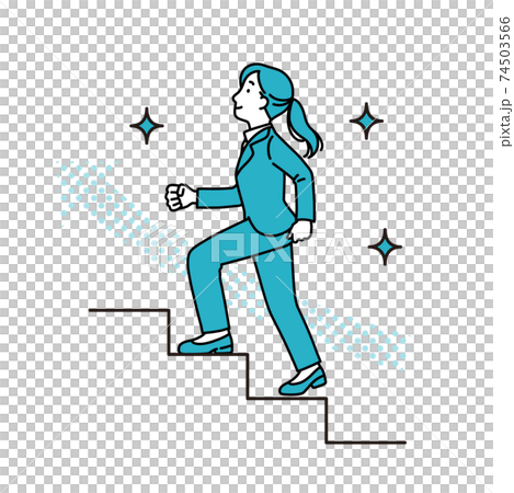 成功に向かって階段を登る女性 74503566