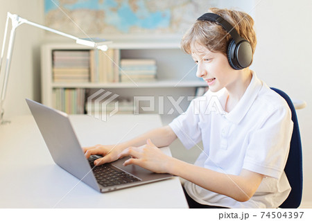 kid during online school 74504397