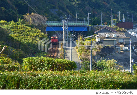 日本海を臨む列車　山陰本線 74505046