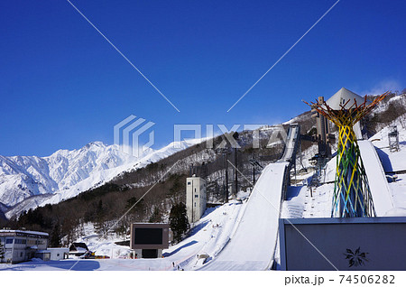 白馬スキージャンプ台でジャンプをする人 74506282