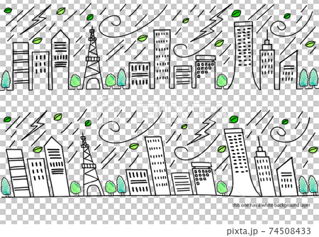 簡單的插圖集的暴風雨的城市景觀 簡單的插圖集的暴風雨的城市景觀 74508433