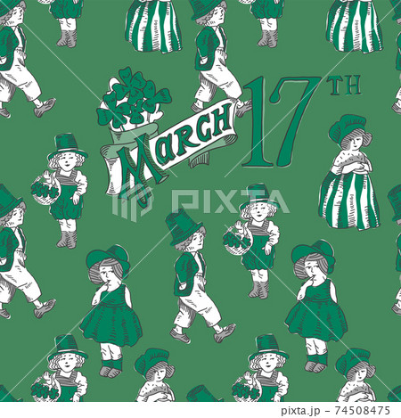 Wearing in Green. St. Patrick`s Day greetings. Vector illustration Wearing in Green. St. Patrick`s Day greetings. Vector illustration 74508475