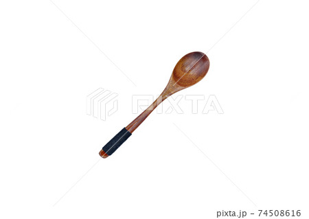 Wooden food spoon isolated on white background. Wooden food spoon isolated on white background. 74508616