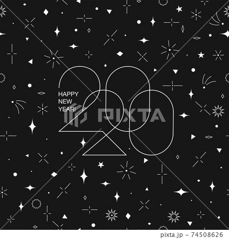 Minimalistic Happy New Year Card. 2020 text and greetings on minimal geometric pattern 74508626