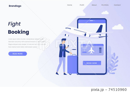 Concept illustration landing page of book your flight. Illustration for websites, landing pages, mobile applications, posters and banners. Concept illustration landing page of book your flight. Illustration for websites, landing pages, mobile applications, posters and banners. 74510960