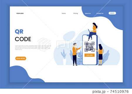 QR code verification illustration landing page. This design can be used for websites, landing pages, UI, mobile applications, posters, banners QR code verification illustration landing page. This design can be used for websites, landing pages, UI, mobile applications, posters, banners 74510976