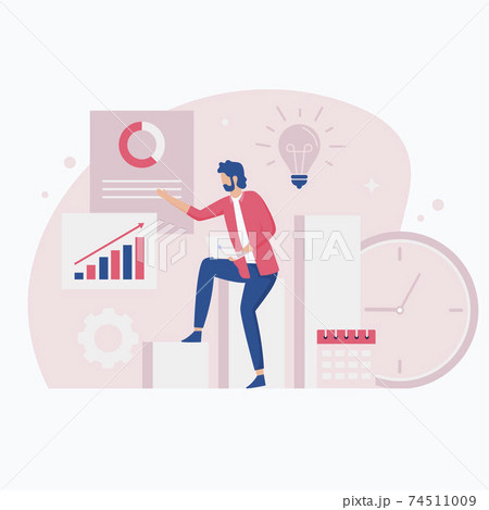 Website illustration of increase productivity concept. Illustration for websites, landing pages, mobile applications, posters and banners. Website illustration of increase productivity concept. Illustration for websites, landing pages, mobile applications, posters and banners. 74511009