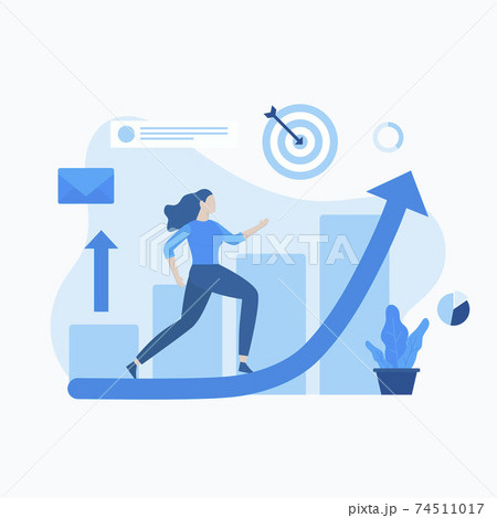 Women career growth illustration concept. Illustrations for websites, landing pages, mobile apps, posters and banners.	 74511017
