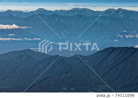 富士山山頂から見る南アルプス・荒川岳・赤石岳・聖岳 富士山山頂から見る南アルプス・荒川岳・赤石岳・聖岳 74511096