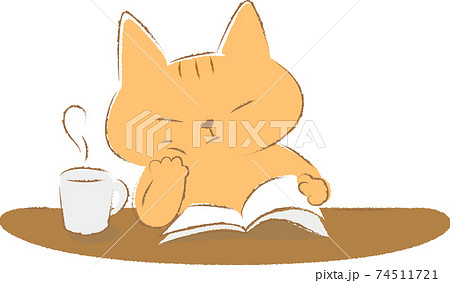 頬づえをして読書をする猫 頬づえをして読書をする猫 74511721
