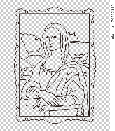 Simple line illustration of Mona Lisa 74512316