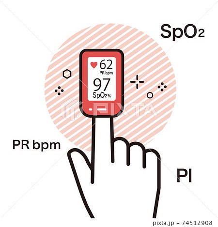 パルスオキシメーター(血中酸素濃度計)のイラスト パルスオキシメーター(血中酸素濃度計)のイラスト 74512908