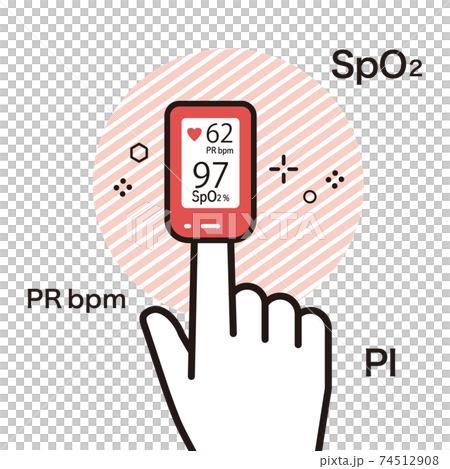 パルスオキシメーター(血中酸素濃度計)のイラスト パルスオキシメーター(血中酸素濃度計)のイラスト 74512908