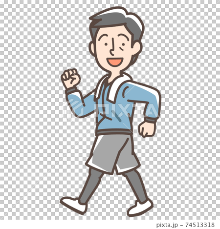 ウォーキングをする男性 74513318